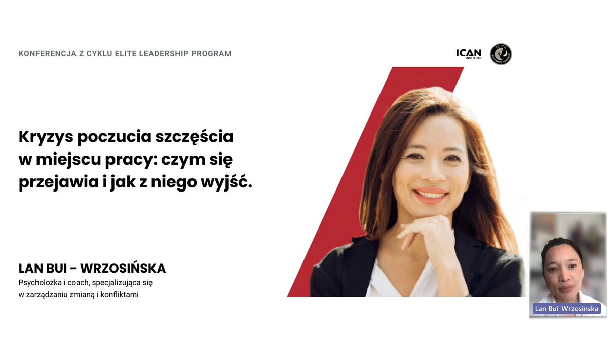 ICAN_Institute_'s tweet image. #EliteLeadershipProgram, sesja V, ,,Neuronauka w budowaniu nowego środowiska pracy"

✨ #LanBuiWrzosińska ,,Kryzys poczucia szczęścia w miejscu pracy: czym się przejawia i jak z niego wyjść."

#ELP #wydarzenie #konferencja #neuronauka #środowiskopracy #różnorodność