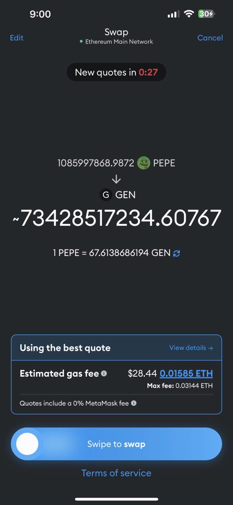 Swapping $PEPE for $GEN 

🧠🤌🏼