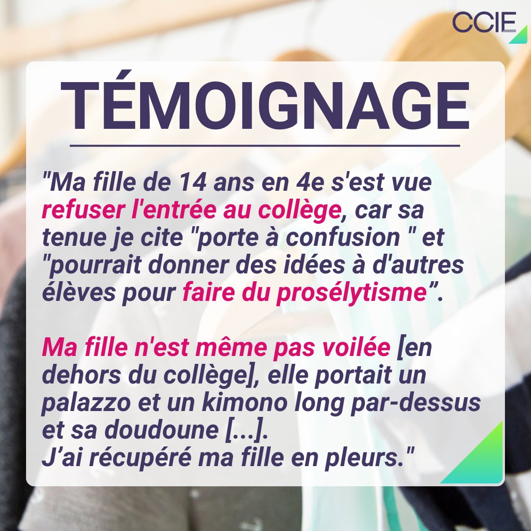 Chaque jour, le CCIE reçoit des signalements d'élèves ou de leurs parents sur des faits de discrimination à l’école.
Ici, la collégienne visée ne porte pas de foulard en dehors de l'école : comment a-t-on pu lui reprocher de faire du prosélytisme au sein de l'établissement ?