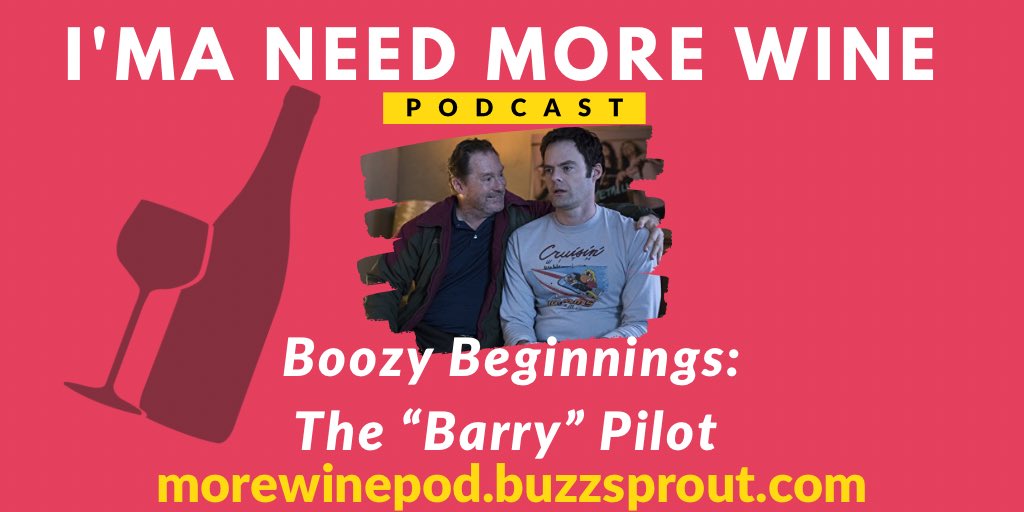 MoreWinePod's tweet photo. Happy Wine Wednesday! Candi (@s0verytired) joined me this week for a Bill Hader swoon-fest.  We discuss the pilot episode of the HBO series “Barry.”

 Grab your wine and join us! 

https://t.co/EDlPTkrEZx

#Barry #BarryHBO #podsincolor https://t.co/EQtt1B5Mlc