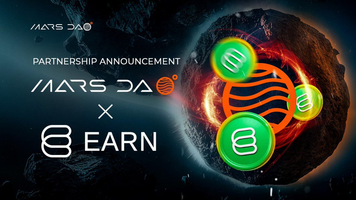0xMarsDAO's tweet photo. 🔥 @itsearnnetwork x @0xMarsDAO 

We're excited to bring you Earn Network  the next partner project on #MDAOMaker!

🔗 Earn Network provides smart contract infrastructure to connect liquidity providers & pool creators in a completely non-custodial manner.

This week will be the start of the Earn Network's Exploration phase on MDAO Maker. 

🔔 Turn on your notifications to stay up to date with product news from the MARSDAO ecosystem!

#partnerships #mdaomaker #earnnetwork
