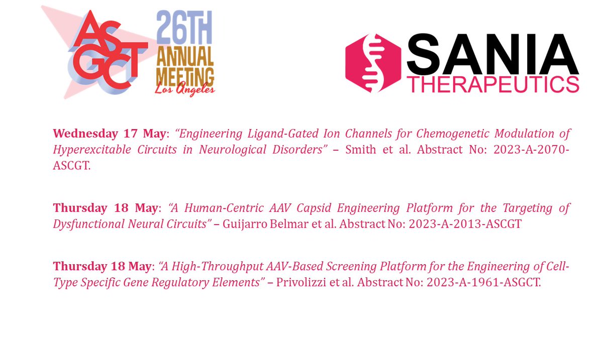 SaniaRx (@saniarx) on Twitter photo We will be unveiling proof-of-principle data from our core patented technology platforms – R-Scan, Gre-Scan and Neu-Scan – at the <a href="/ASGCTherapy/">ASGCT</a> 26th Annual Meeting. Read more here: saniarx.com/news #ASGCT23 We will be unveiling proof-of-principle data from our core patented technology platforms – R-Scan, Gre-Scan and Neu-Scan – at the <a href="/ASGCTherapy/">ASGCT</a> 26th Annual Meeting. Read more here: saniarx.com/news #ASGCT23