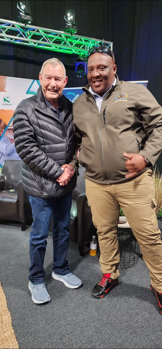 Nick Serfontein from the <a href="/SernickGroup/">Sernick</a> was part of today’s discussion of <a href="/NationConverse/">NationInConversation</a> at #NAMPO2023. The theme was rural rejuvenation: Changing the rules of social impact and wellbeing. Among the attendees was Nkosana "Farmboy" Mtambo.