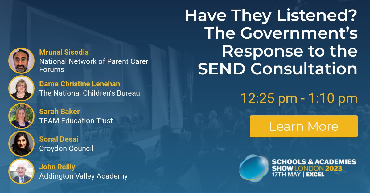 Delighted to join a lively debate and discussion on the government’s response to the SEND consultation at the #SAAShow @SAA_Show with colleagues from @yourcroydon @Sonal__Desai and @TEAM__together @OHCandAT