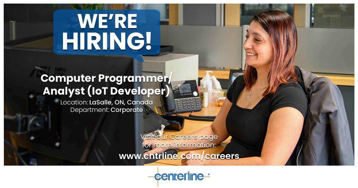 Centerline_Ltd's tweet photo. Consider applying for our Computer Programmer/Analyst (Web Developer) opening. For more information, be sure to visit our careers page at https://t.co/wyZN2eIlvU.
#CenterLine #CenterLineWindsor #centerlineyoubelonghere #career #job #employment #opportunity #hiring #YQG https://t.co/DIyqUNiPSq