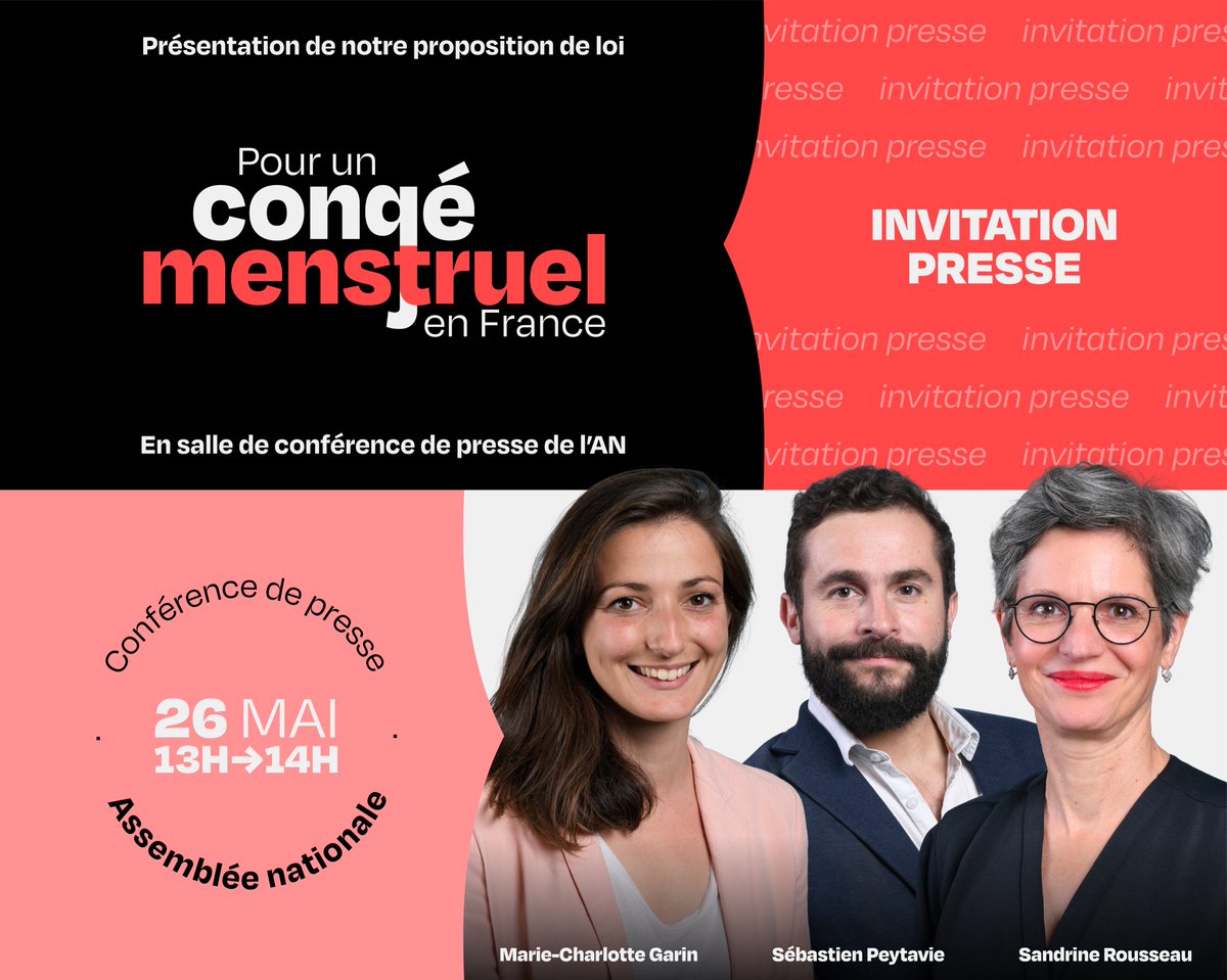 GenerationsLeze's tweet photo. #RT @GenerationsMvt: RT @speytavie: INVITATION PRESSE - Le 26 mai de 13h à 14h, nous présenterons notre proposition de loi pour un congé menstruel en France !

Rendez-vous en salle de conférence de presse de l'Assemblée nationale.

#PourUnCongéMenstruel https://t.co/mKv3AyaZNR