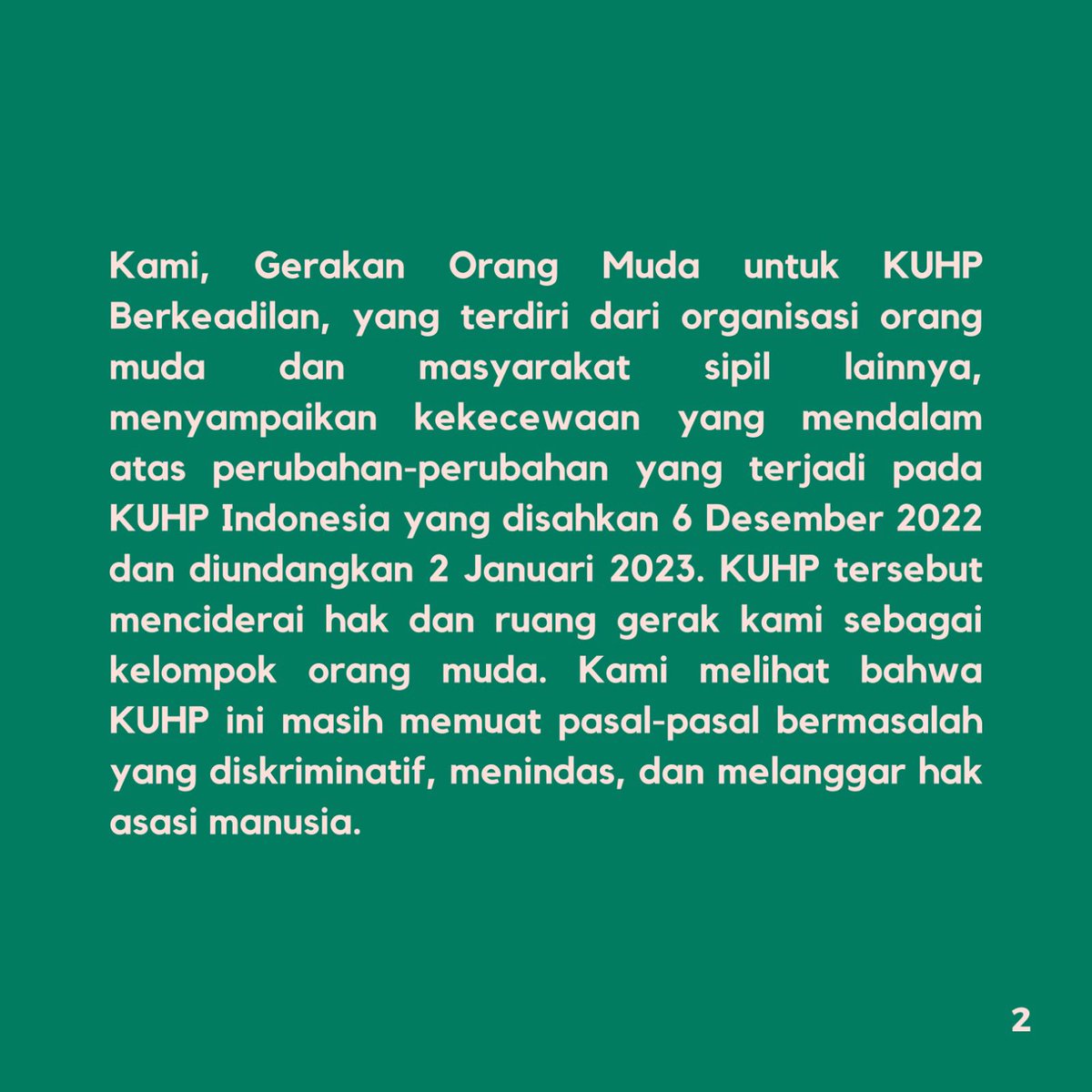 HopeHelpsNet's tweet photo. Kami mendesak pemerintah Indonesia untuk mencabut pasal-pasal bermasalah dan terlibat dalam dialog dengan orang muda dan kelompok terdampak lainnya. Dukungan Anda sangat berarti dalam membangun masa depan yang adil dan setara bagi semua. https://t.co/d3vCi7PEtV