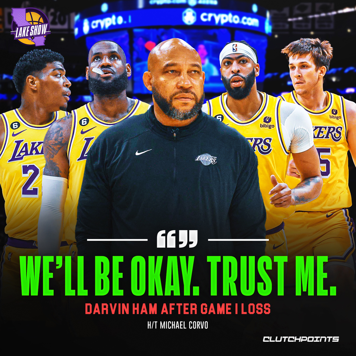 LakeShowCP's tweet photo. The team looked good when they tried to crawl up from a large deficit late in the game.

Let’s look forward to a stronger squad in game 2 😏 https://t.co/4b8wDCvGy1