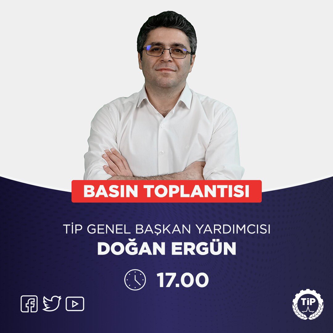Türkiye İşçi Partisi Genel Başkan Yardımcısı Doğan Ergün, bugün saat 17.00'de TİP İstanbul İl Binası'nda 14 Mayıs seçimlerinin tutanaklarındaki tutarsızlıklara ve seçim sürecindeki şaibelere ilişkin basın toplantısı düzenleyecektir.