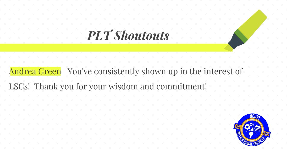 As we start wrapping up our shoutouts to the individuals who made professional learning a success this year, we want to express again how THANKFUL we are for their commitment! They are why #NCCVTWorks <a href="/shanta_reynolds/">Shanta Reynolds</a> <a href="/Supt_Jones/">Joseph Jones</a> @NCCVoTech