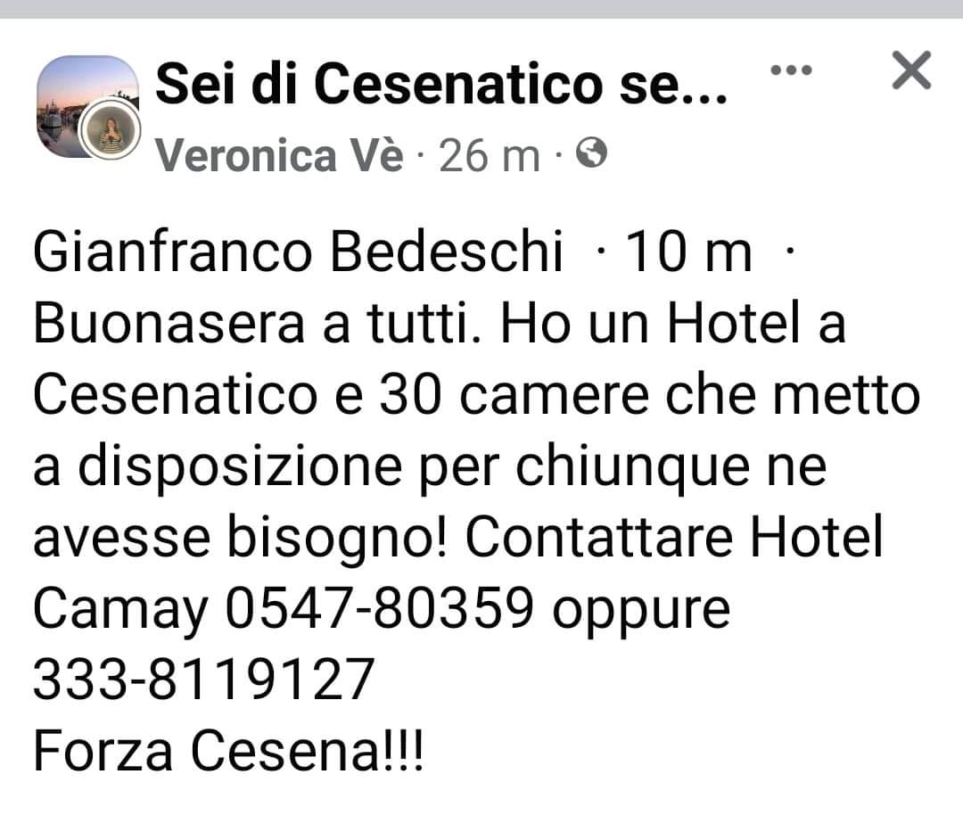 Questo signore si è offerto ad ospitare chi si trovasse in difficoltà in zona Cesena, contattatelo!!!!