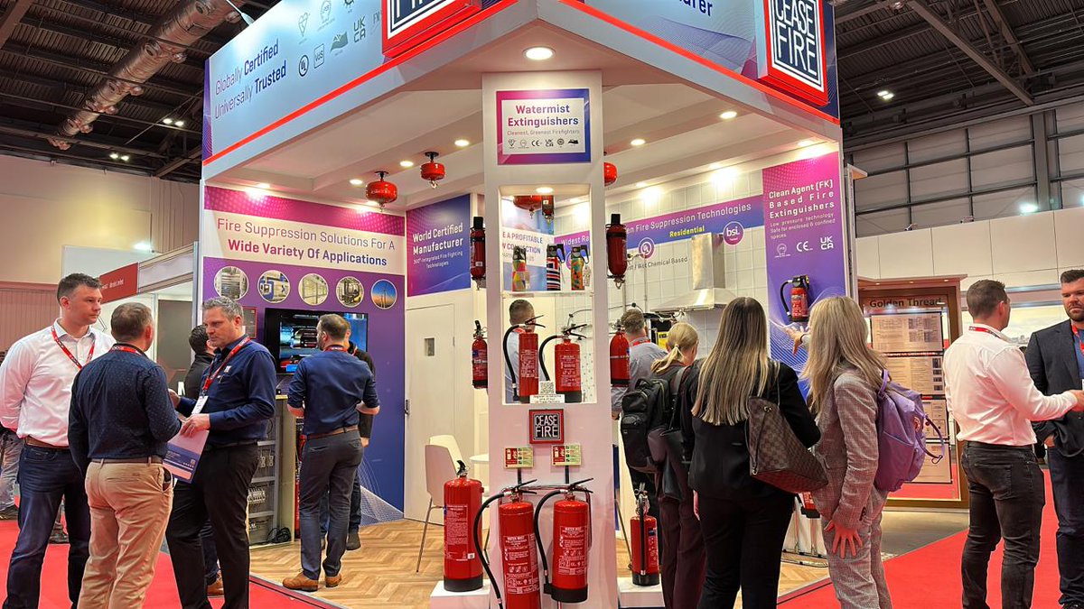 Ceasefire_uk's tweet photo. Day 2 at The FIREX  London 2023 continued to bring warmth and excitement! The positive response from attendees to our certified firefighting range has been incredible. Thank you for your continued support! Join us at Stand No: F1.1442, ExCeL London,#FireSafetyEvent #Ceasefire https://t.co/Zs8fkqi5eU