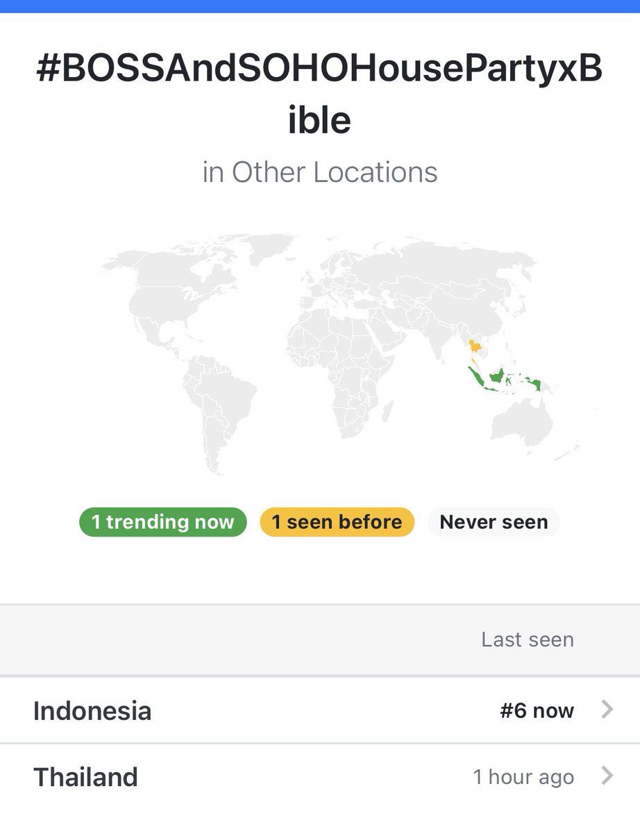 DATA_Bible's tweet image. Update Hashtag (Real-time 20:00น.)
Hashtag: #SOHOHousePartyByBOSSxBible

#1 highest rank
43.0K tweets

#1 Vietnam
#5 Indonesia
________

Hashtag: #BOSSAndSOHOHousePartyxBible

#6 highest rank
41.3K tweets

#6 Indonesia
#50 Thailand 

BIBLE @biblesumett 
#BibleWichapas #bsumone