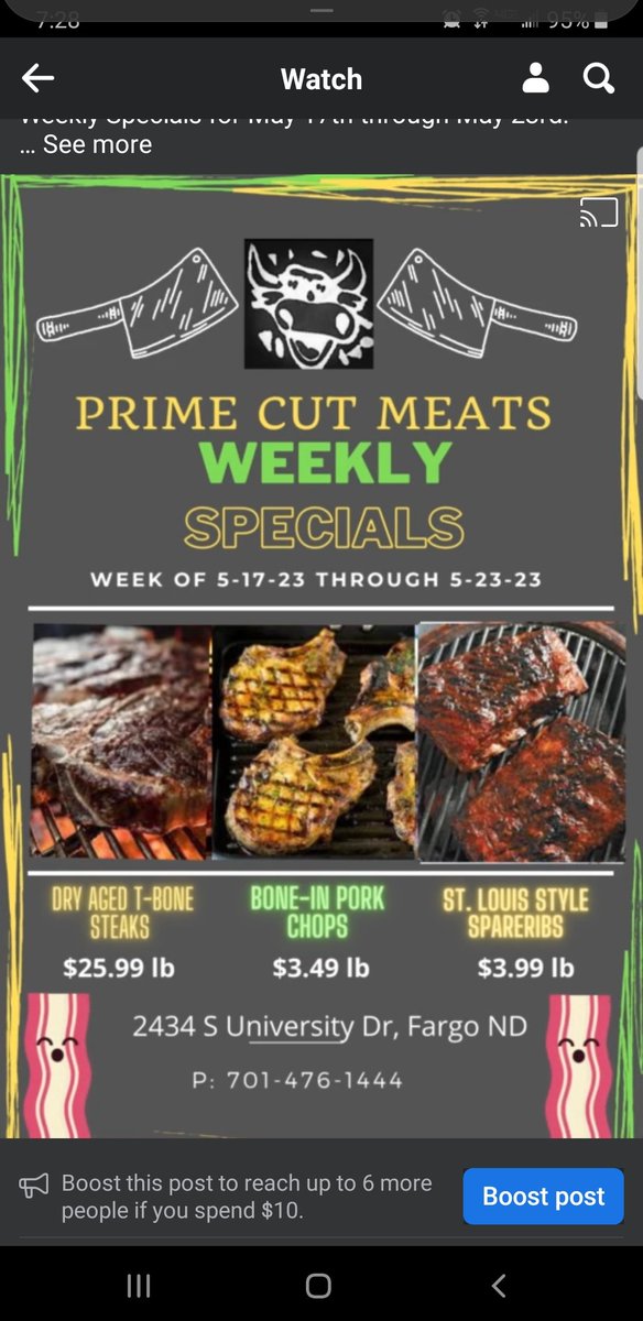 Weekly Specials for May 17th through May 23rd.

Dry-Aged USDA Prime T-Bone Steaks $25.99lb

Bone-In Pork Chops $3.49lb

St. Louis Style Pork Spareribs $3.99lb

#shoplocal #smallbusiness #meatshop #FargoMoorhead