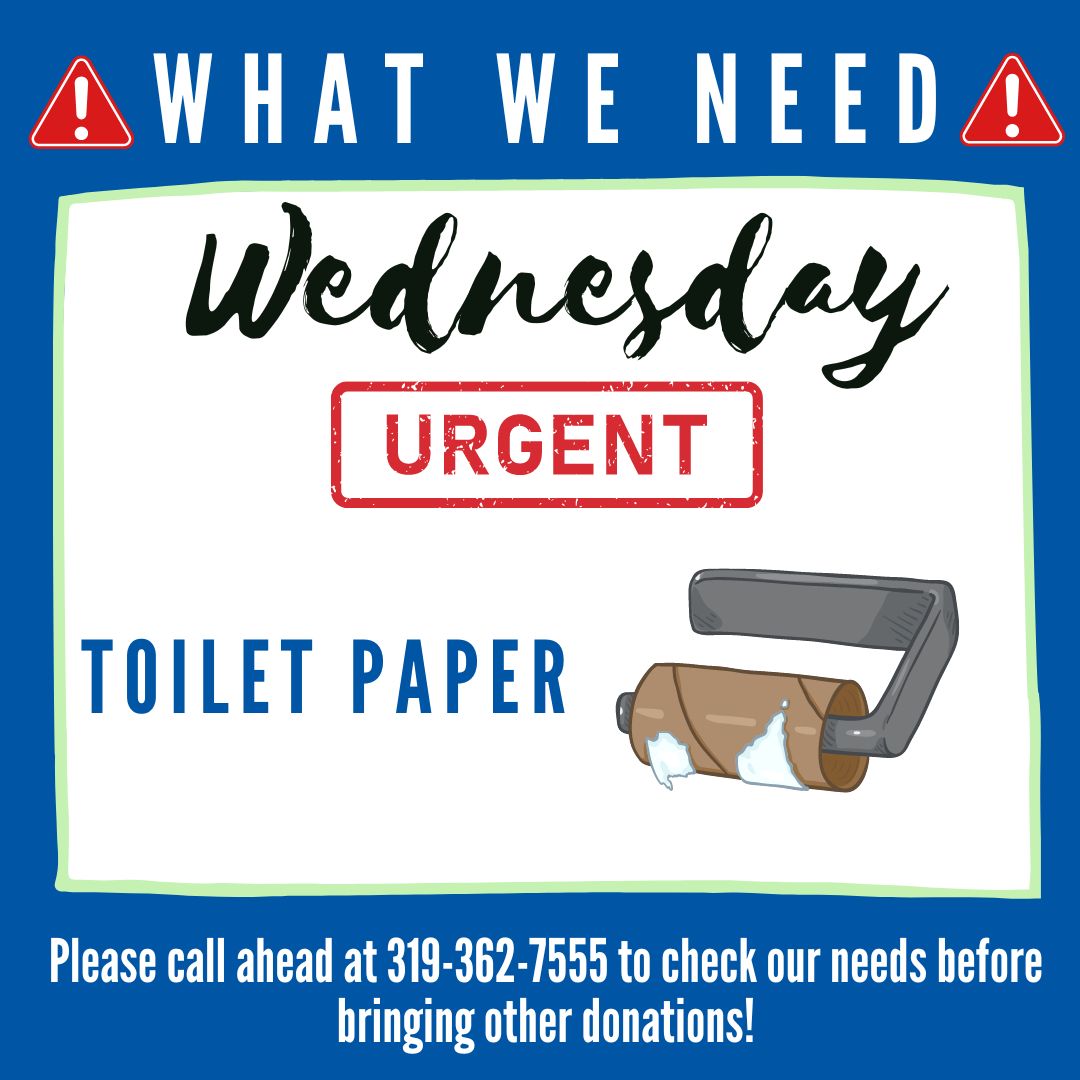 ‼We have an urgent need! On this #WhatWeNeedWednesday we are asking for toilet paper. Please consider donating to help!
If you are interested in donating items...
💙 Check out our Weekly Wishlist on Amazon at a.co/4LiUBEs