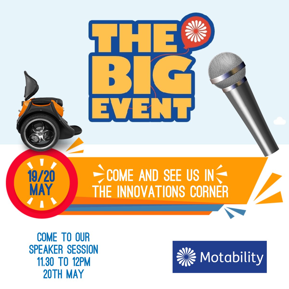 myadaptability's tweet image. Matt + Cristian will be at Motability’s BIG EVENT at NEC Birmingham 19-20 May! Come and say hello 👋👋👋, see the #omeo in action + catch them live on stage (20 May) sharing what it was like to pitch on #DragonsDen