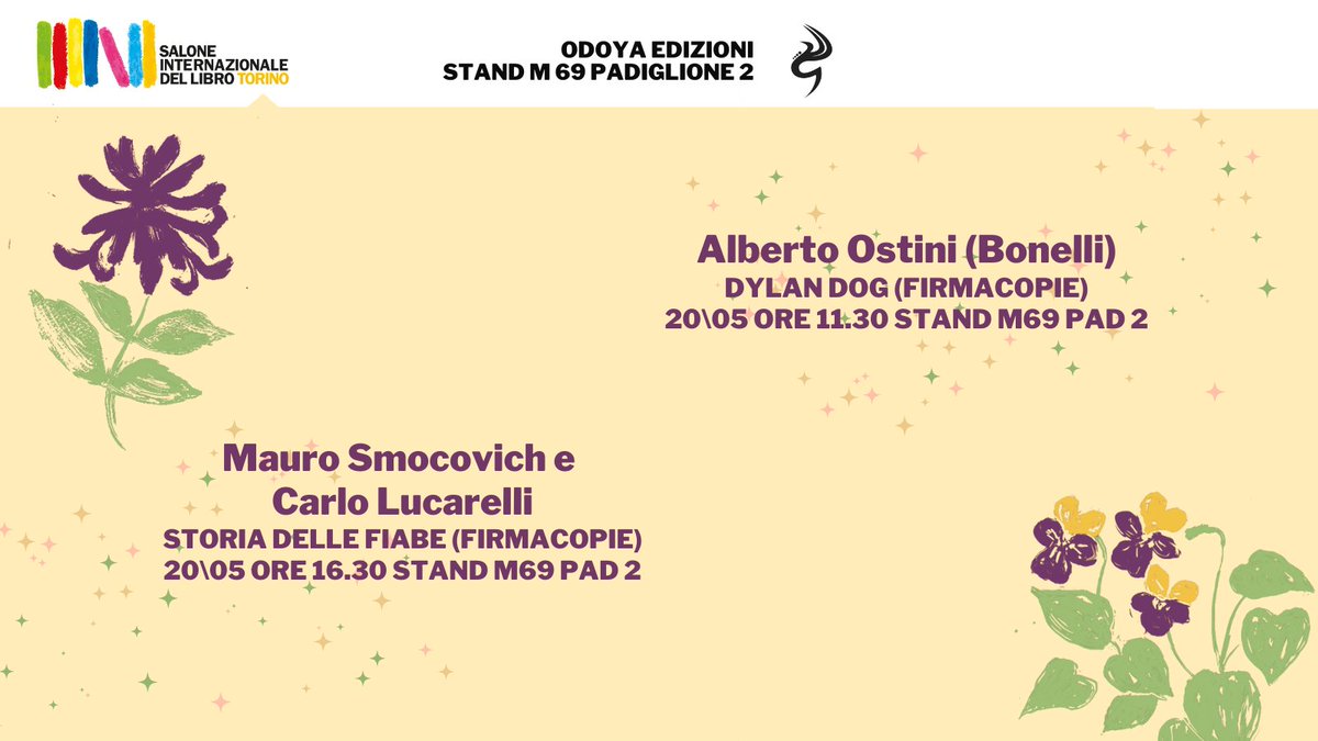 Siete pronti per il <a href="/SalonedelLibro/">Salone Libro Torino</a> ?
Vi aspettiamo da domani a lunedì 22 maggio allo standard M69 nel padiglione 2, specialmente sabato con due Firmacopie d'eccezione! 🤩

#SalTo23 #odoyalife