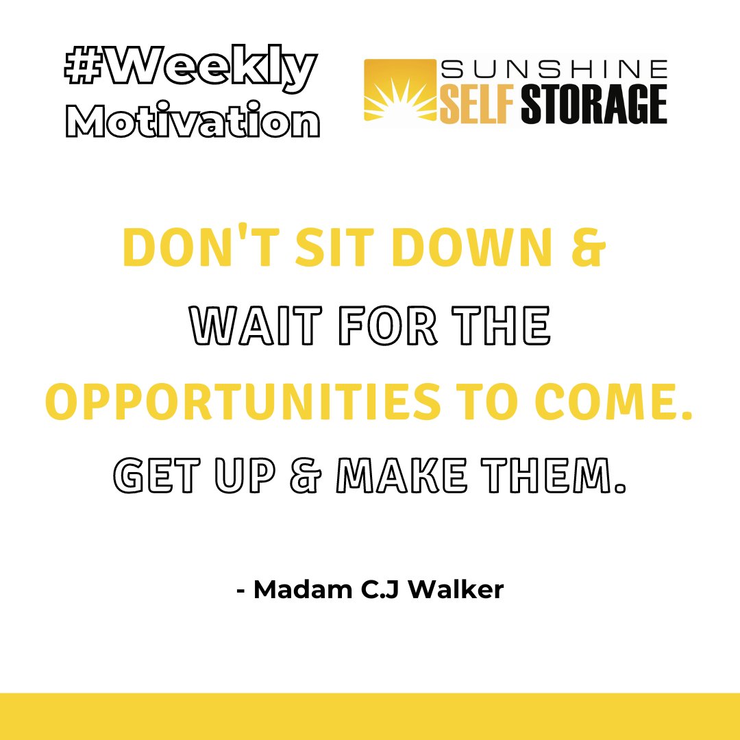 StorageSunshine's tweet image. This week's motivation! Happy Monday☀️

#Sunshine #Blog #SelfStorage #SunshineState #SunshineStorage #PackingTips #SunshineSelfStorage #Moving #Storage #StorageWars #StorageBlog #MovingTips #Budget #Budgeting