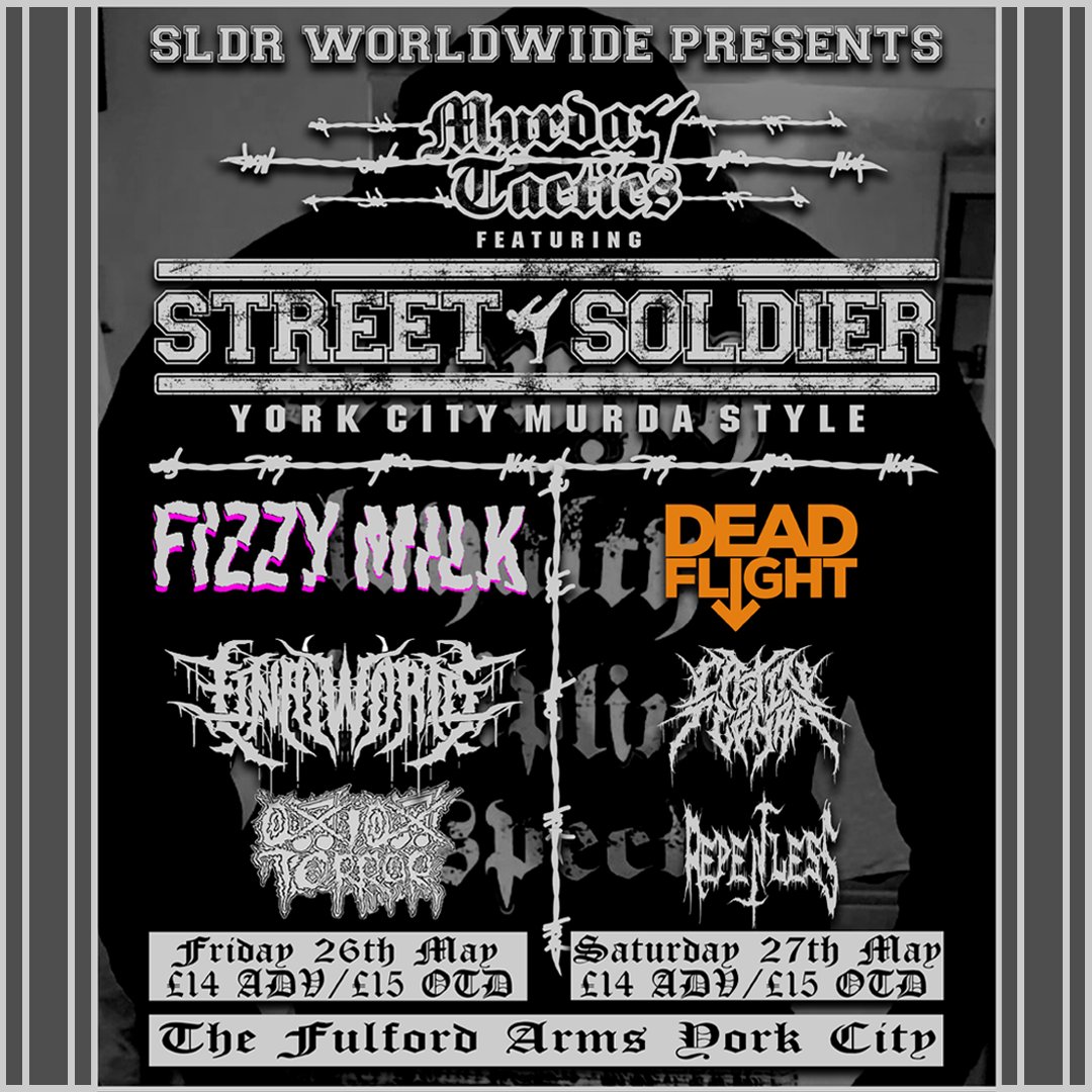 Fulford Arms (@fulfordarmsyork) on Twitter photo #Doublebeatdown...
thefulfordarms.com / ticketweb.uk
<a href="/strtsldrhc/">StreetSoldierHC</a>
<a href="/Fizzymilkmusic/">Fizzy Milk</a>
<a href="/DeadFlightBand/">DeadFlight</a>
#livemusic #sldrcrew #sldrcrewworldwide #ukhc #hardcorepunk #beatdown #metal #Doublebeatdown...
thefulfordarms.com / ticketweb.uk
<a href="/strtsldrhc/">StreetSoldierHC</a>
<a href="/Fizzymilkmusic/">Fizzy Milk</a>
<a href="/DeadFlightBand/">DeadFlight</a>
#livemusic #sldrcrew #sldrcrewworldwide #ukhc #hardcorepunk #beatdown #metal