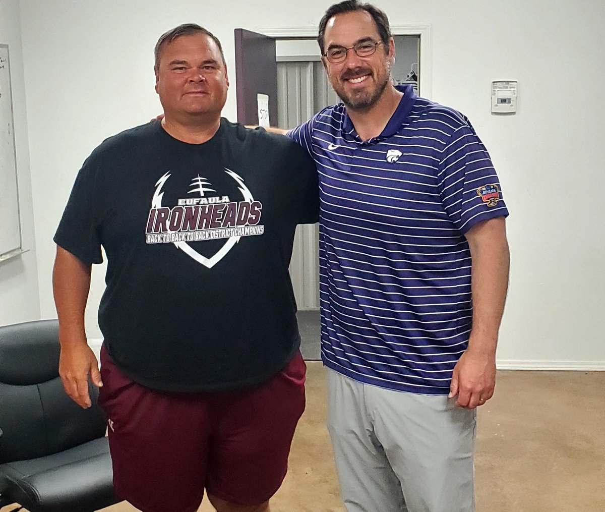 Big shout out and thank you for Coach Lepak with Kansas State stopping by and checking on potential players. Also a big thanks for recruiting Oklahoma kids! @CoachBrianLepak