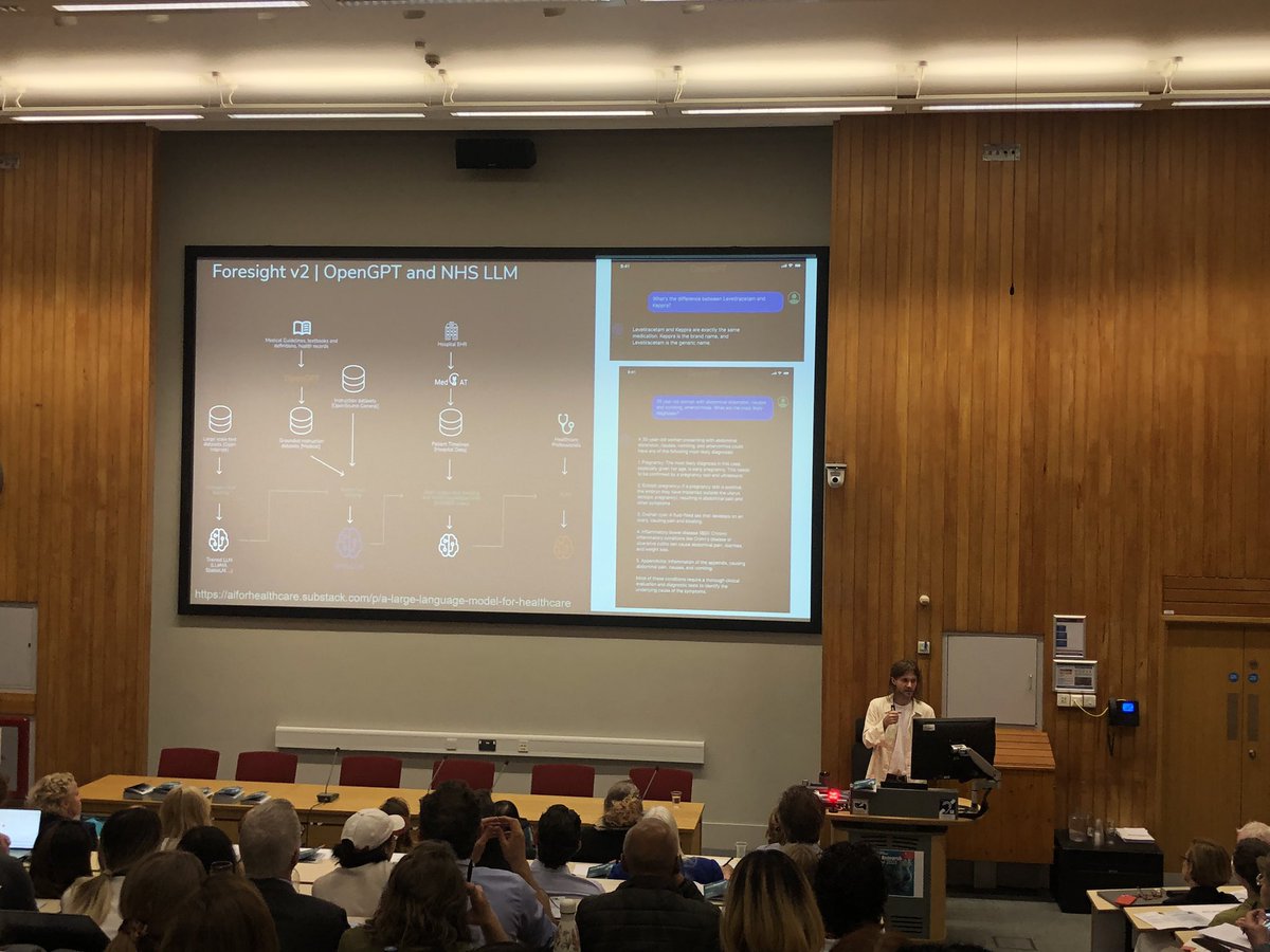richdobson's tweet photo. Full house for @zeljkokr at the #ioppnfestival talking about #Foresight #openGPT and #NHS #LLMs trained on whole hospital datasets @MaudsleyNHS @KingsCollegeNHS and grounded in medical domain knowledge
@cogstack @NhsLlm72235 https://t.co/1UvtOHkX8F