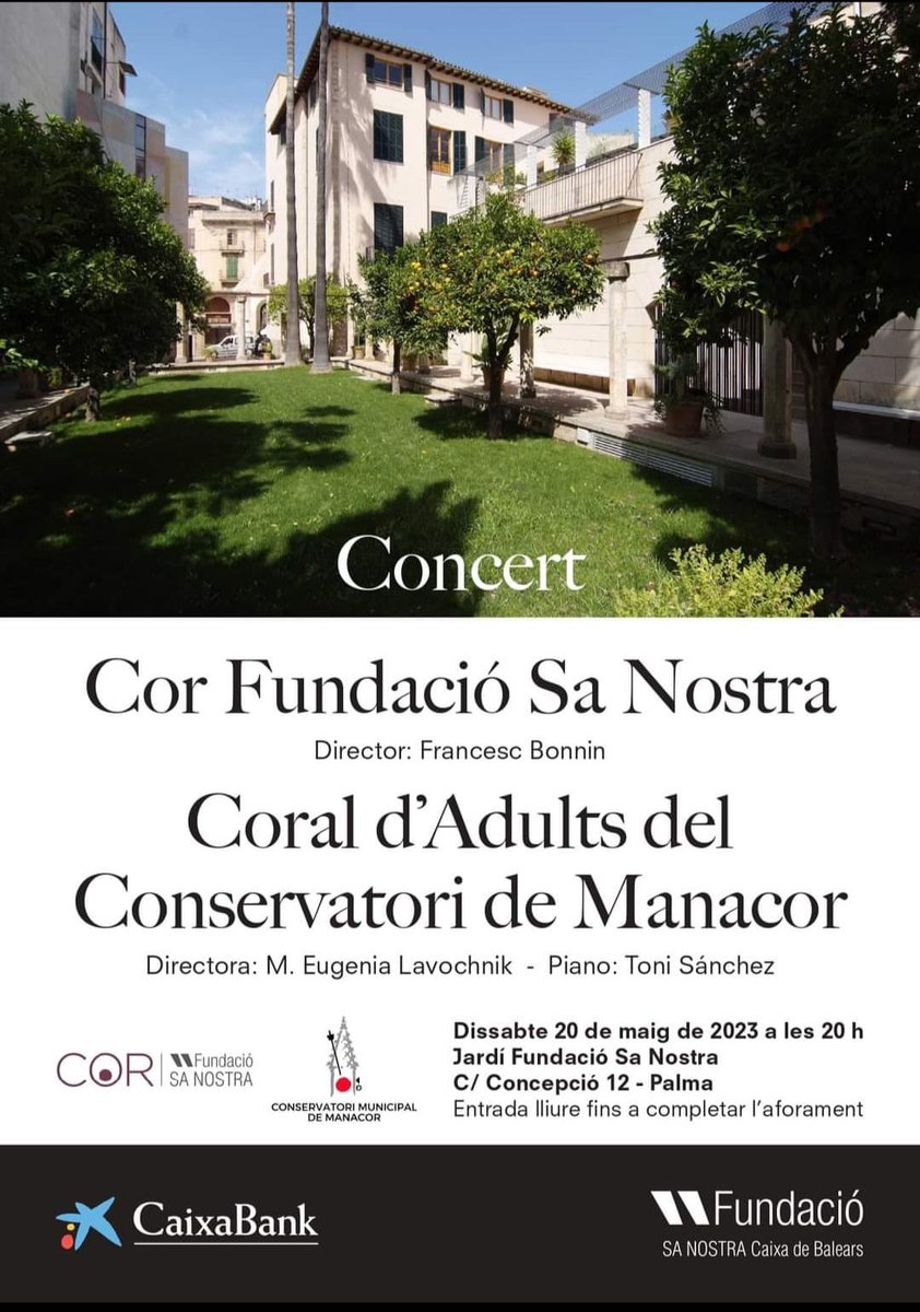 🎶 Aquest dissabte, la nostra coral oferirà un concert juntament amb el Cor Fundació Sa Nostra!