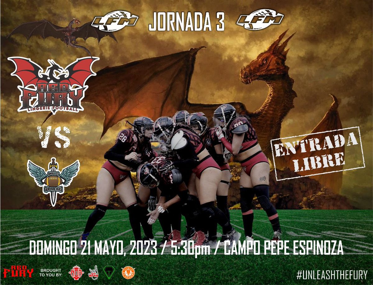 We wage our next battle at home once again vs #AngelesGuerreras. Admission is free so show up and support our lady dragons! 
#RedFuryReloaded #unleashthefury #football #bikinifootball #sexy #cdmx #mexico #ffz #lingeriefootball #likeagirl #ligalfm #RompemosBarreras