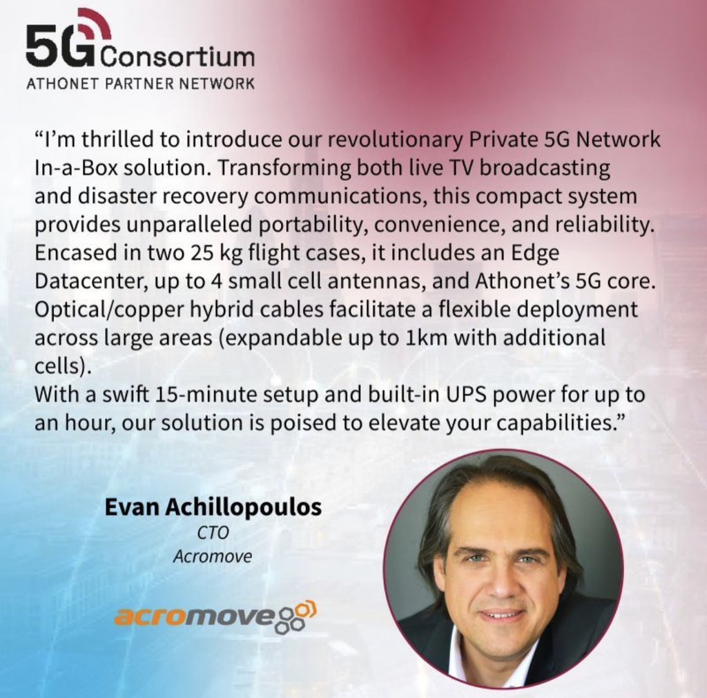 Acromove became a part of the 5G Consortium.  

5gconsortium.com

#5G #CBRS #LTE #wireless #PrivateNetworks #5Gconsortium #broadcasters #livebroadcast