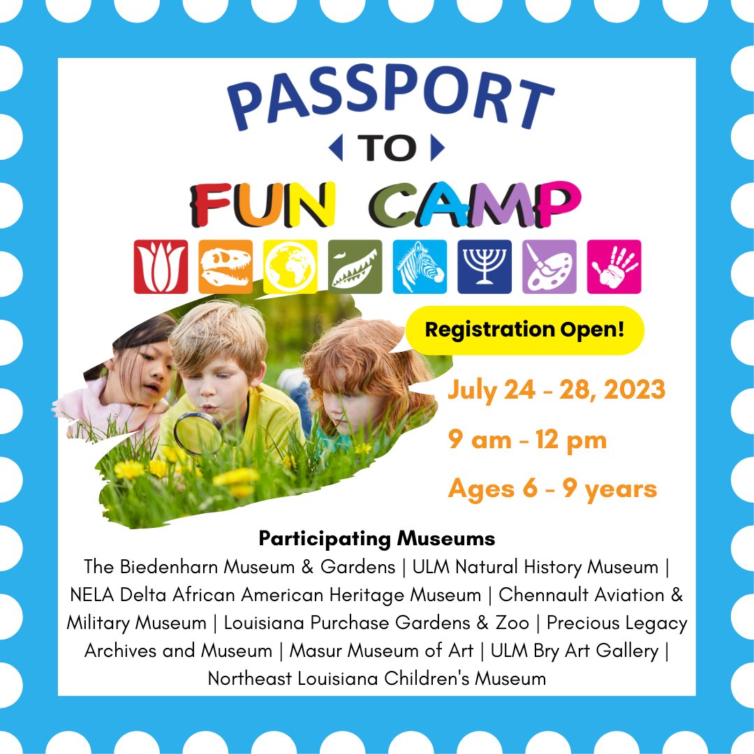 bmuseum_gardens's tweet photo. Join us July 24-28 for this unique experience! Campers get to travel to a DIFFERENT Monroe Museum each day to participate in activities exploring science, history, culture, and much more! 

#summercamp #camp #thingstodo #museum #museums https://t.co/YhQd7xW6Gu
