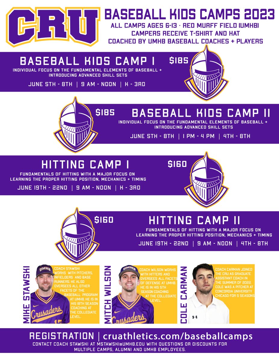 crubaseball's tweet photo. ⚾ CAMP IS 2 WEEKS AWAY! ⚾

Register today at https://t.co/YvSSOd933j
#gocru https://t.co/Eoj91EKEoJ