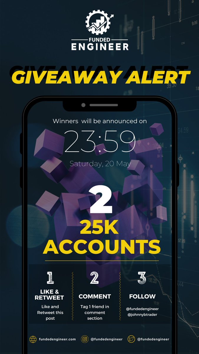 johnnybtrader's tweet image. I'm giving away TWO $25k challenge accounts with @fundedengineer 📈

To enter:
▫️ Like &amp;amp; Retweet this post
▫️ Follow @fundedengineer &amp;amp; @johnnybtrader
▫️ Tag 1 friend in the comments