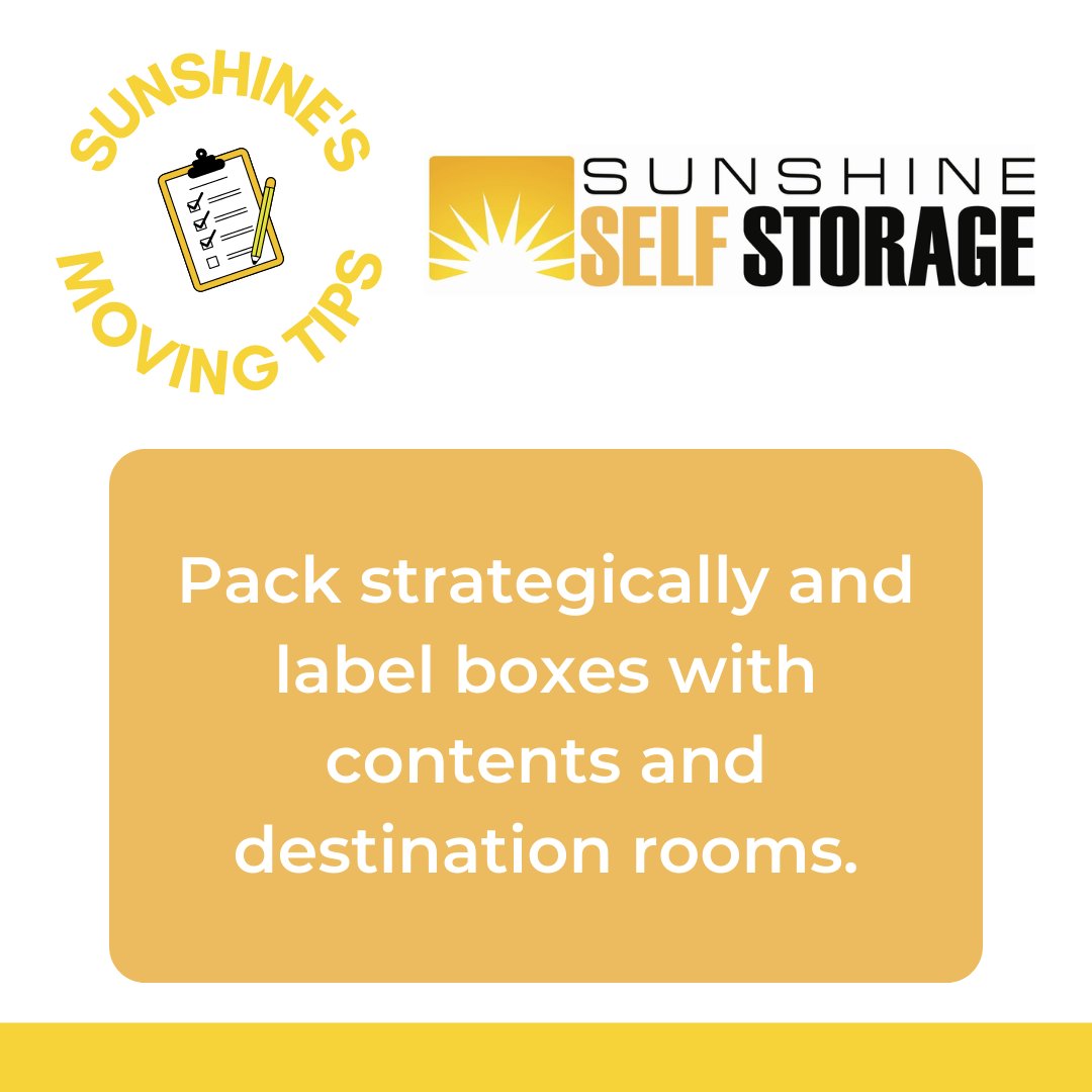 StorageSunshine's tweet image. #ThursdayTips from Sunshine! 📦

#Sunshine #Blog #SelfStorage #SunshineState #SunshineStorage #PackingTips #SunshineSelfStorage #Moving #Storage #StorageWars #StorageBlog #MovingTips #Budget #BudgetingTips