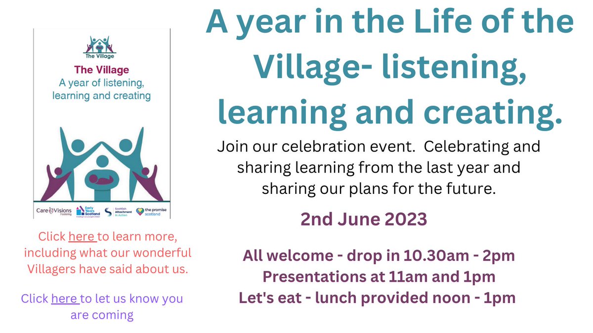We are excited to celebrate a year in the life of The Village, our digital community developed by and for parents with care experience.  

RSVP using the below link: forms.office.com/e/MuwiZKyJky 

Learn more about us at the below link: 
why-not.euwest01.umbraco.io/media/vjtiqftd…