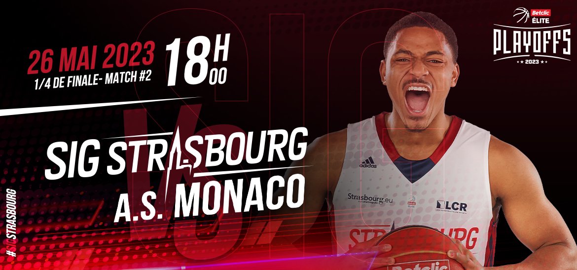 sigstrasbourg's tweet photo. 𝗣𝗟𝗔𝗬𝗢𝗙𝗙𝗦 🔥

La SIG Strasbourg affrontera l'@ASMonaco_Basket en 1/4 de finale. Le match #2 aura lieu au Rhenus 𝗹𝗲 𝘃𝗲𝗻𝗱𝗿𝗲𝗱𝗶 𝟮𝟲 𝗺𝗮𝗶 à 𝟭𝟴𝗵 👀

🎟️La billetterie du match ouvrira ce vendredi 19 mai à 16h

➡️+ d'infos : https://t.co/LyyimUyrHg https://t.co/RkAhAG3Fg3