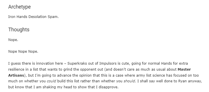 Ryboog_'s tweet photo. Goonhammer's review of my list is beautiful. I might frame it. #WarhammerCommunity #warhammerfest #warhammer40k https://t.co/UUIT0GVZ0Z