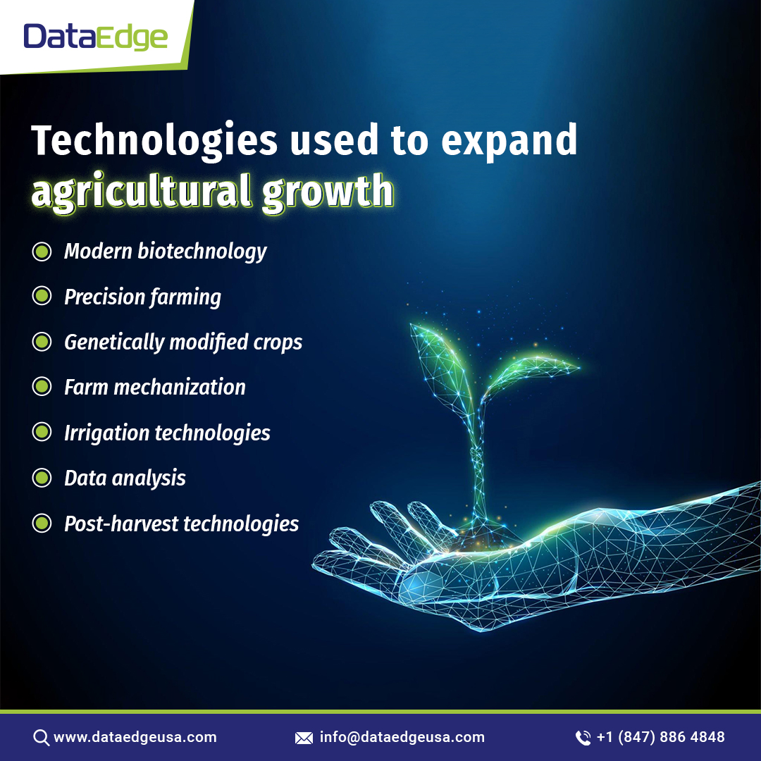 Technologies used to expand agricultural growth | @dataedgeusa 
💻 dataedgeusa.com
📧 info@dataedgeusa.com
📞 +1 (847) 886 4848
#technology #farmingtechnology #agriculture #agriculturalmachinery #agriculturalengineering #agriculturaltechnology #technologies #dataedgeusa