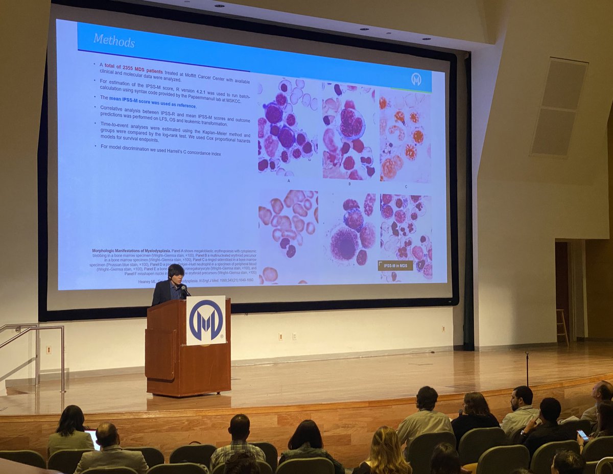 Moffitt Cancer Center (@moffittnews) on Twitter photo #HappeningNow | Dr. Luis Aguirre (<a href="/LeafOnc/">Luis E. Aguirre, MD</a>) presents on the “Validation of the Molecular International Prognostic Scoring System (IPSS-M) Risk Stratification Model for Myelodysplastic Syndromes” at the #MoffittScientifcSymposium. #HappeningNow | Dr. Luis Aguirre (<a href="/LeafOnc/">Luis E. Aguirre, MD</a>) presents on the “Validation of the Molecular International Prognostic Scoring System (IPSS-M) Risk Stratification Model for Myelodysplastic Syndromes” at the #MoffittScientifcSymposium.