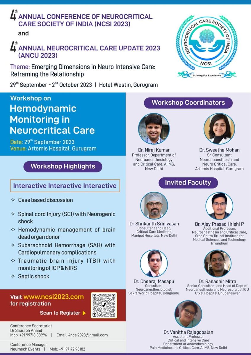Unique workshop designed to use haemodynamic principles in Neurocritical care.