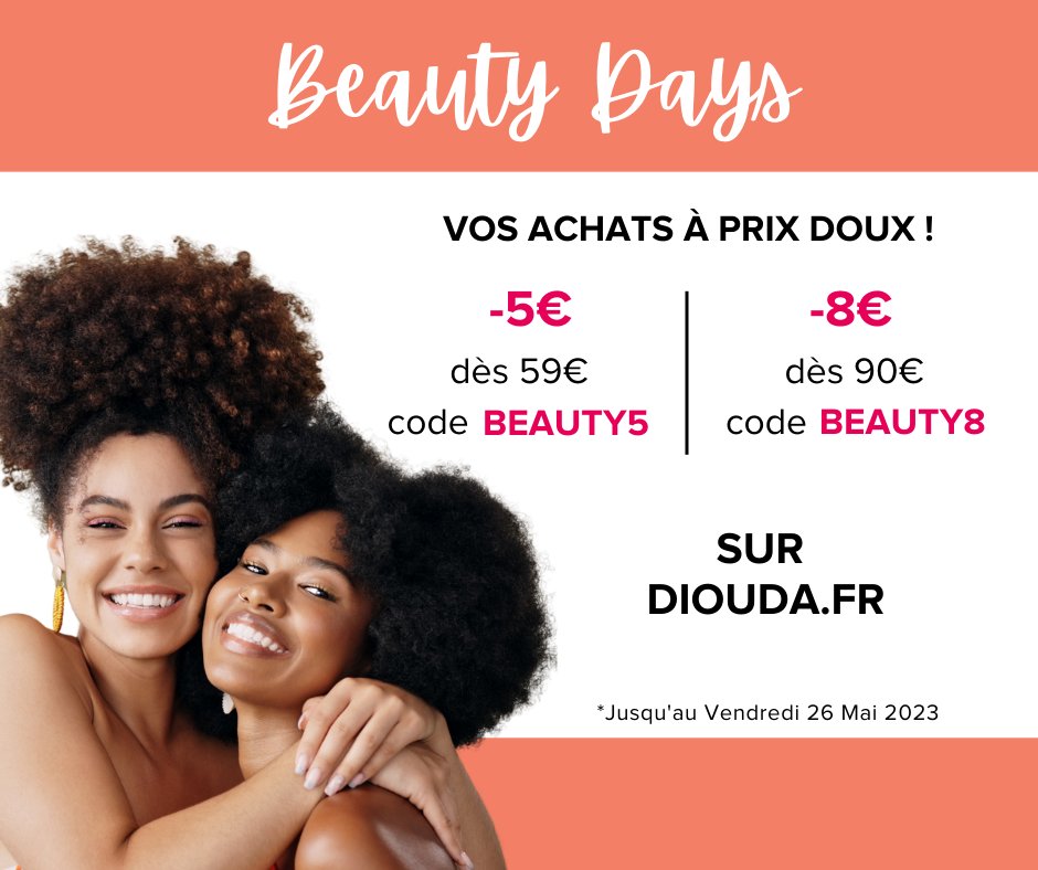 C'est parti pour les Diouda Beauty Days ! 🤩
2 codes promos rien que pour vous, l'occasion parfaite pour faire le plein de soins beauté ! 

Cliquez ici pour en profiter : diouda.fr

#diouda #beautydays #codepromo #promobeaute #reduction