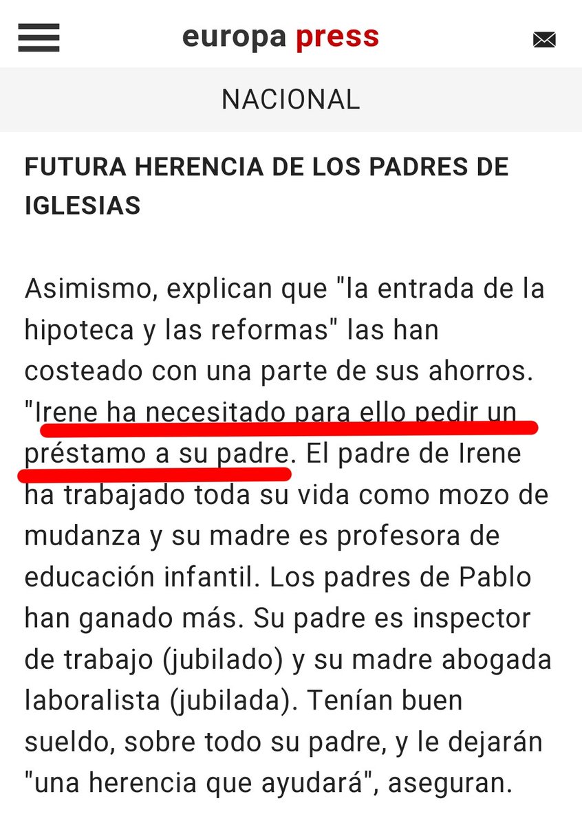 Benditapuntoeu's tweet photo. ⛔ BULO de @IreneMontero, a la pregunta de cómo pudo comprarse un chalet: "¿Sabe por qué? Porque mi padre falleció de cáncer con 60 años".

❌ FALSO: La propia Irene Montero admitía en un comunicado que para ello tuvo que pedir un préstamo a su padre.
https://t.co/PqwwSwxSfG https://t.co/V0nEx3pTQd