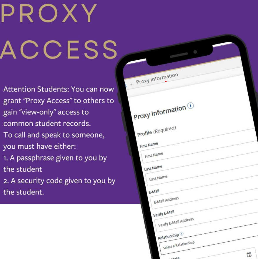 WCUFinancialAid's tweet photo. When you (or someone else you grant access to) calls our office we will ask for your proxy passphrase. This privacy and security measure will allow us to discuss account-specific information with the appropriate parties. You can set this up in your MyWCU account! https://t.co/rdkmA8VN39