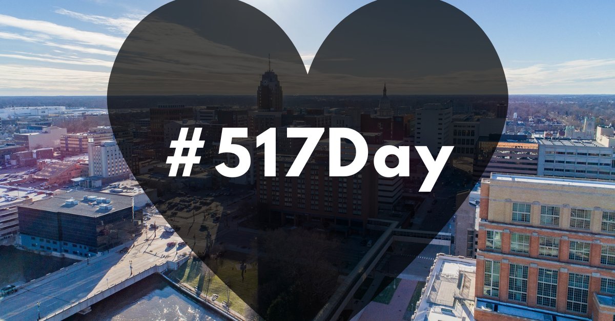 downtownlansing's tweet photo. It's arguably the best day of the year.... 517 Day!  🥳 Thank you to our Lansing community for all of the love and support you show all year long. We hope you have a great day spreading that #LoveLansing energy! #SupportLansing #LiftUpLocal https://t.co/pTWSsWVX92