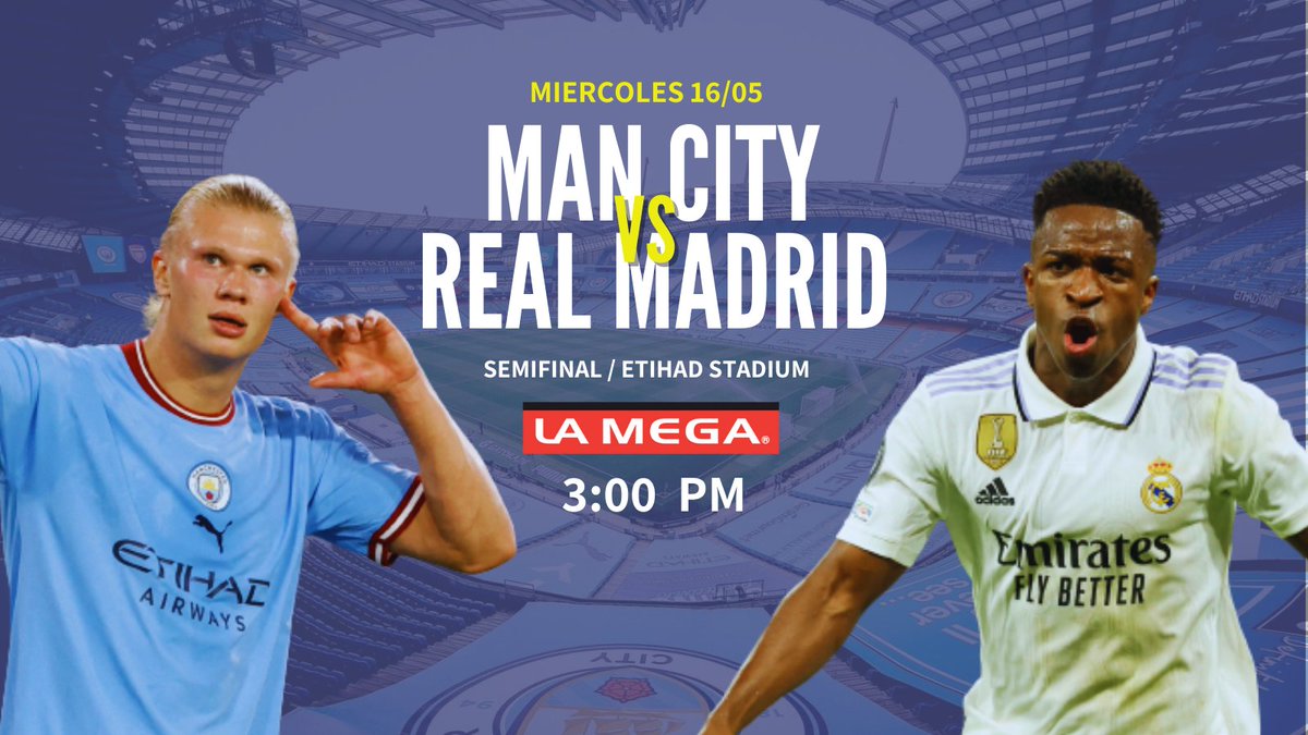 ¡El Inter espera por rival! Manchester City recibe al Real Madrid en una final adelantada ⚽️🔥

🏟️: Etihad Stadium
⏱️: 3:00 pm
📻 <a href="/LaMega107/">La Mega 107.3 FM</a> y <a href="/PlayTopRadio/">Play Top Radio</a> 
🗣️: <a href="/Caquintero13/">Carlos Quintero</a> 
🎙️: <a href="/eliaslopezvzla/">Elias López</a> y @Lccalatravar