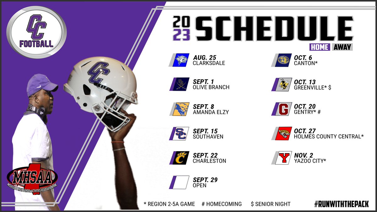 🚨SCHEDULE DROP🚨

Here’s the much-awaited football schedule for CCHS for the 2023 season! Come cheer on our boys as they take on some tough opponents throughout the season and represent our community with pride! Go Wolfpack! 🏈🐺 #RunWithThePack  #TheHuntIsOn <a href="/bshields0244/">Brandon Shields</a>
