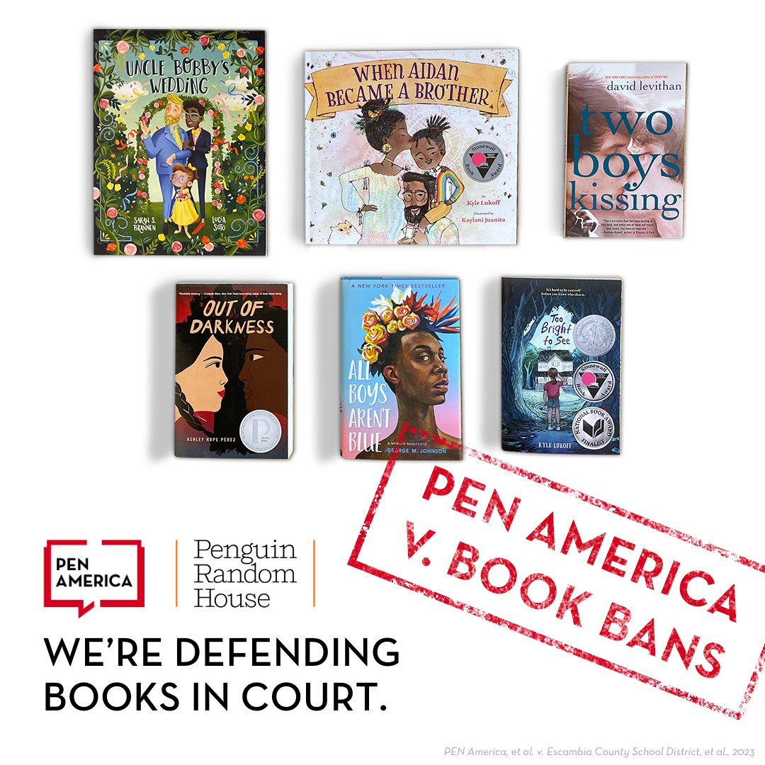 🧵PEN America Files Lawsuit against Florida School District over Unconstitutional Book Bans Lawsuit joined by @penguinrandom, parents, and authors asserts that Escambia County School Board unlawfully removes or restricts access to books about race, racism, and LGBTQ identities.