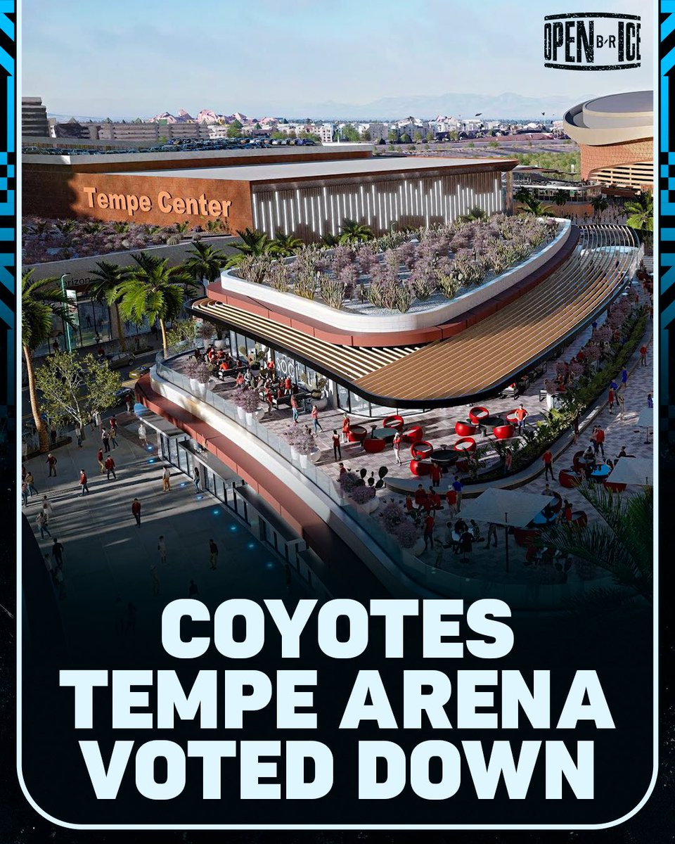 BR_OpenIce's tweet photo. Voters struck down three proposals to approve a new Coyotes arena in Tempe, Arizona.

The NHL is "terribly disappointed" and will review options with the team moving forward. https://t.co/IxUVbRRjgM
