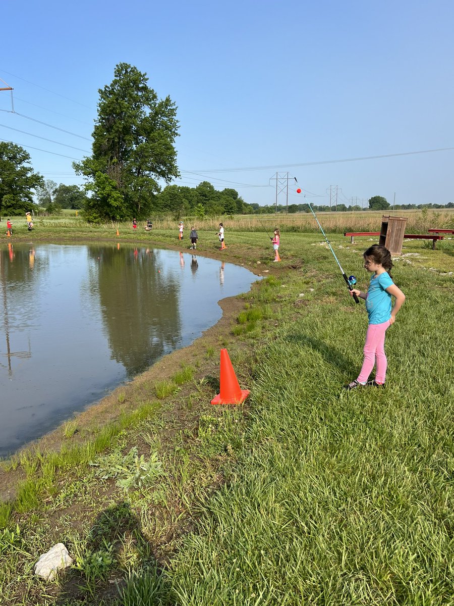 Fishing at our @twomileprairie pond! Thanks @KAThompson05 for making this happen for our students! #prairieproud #agweek #placebased