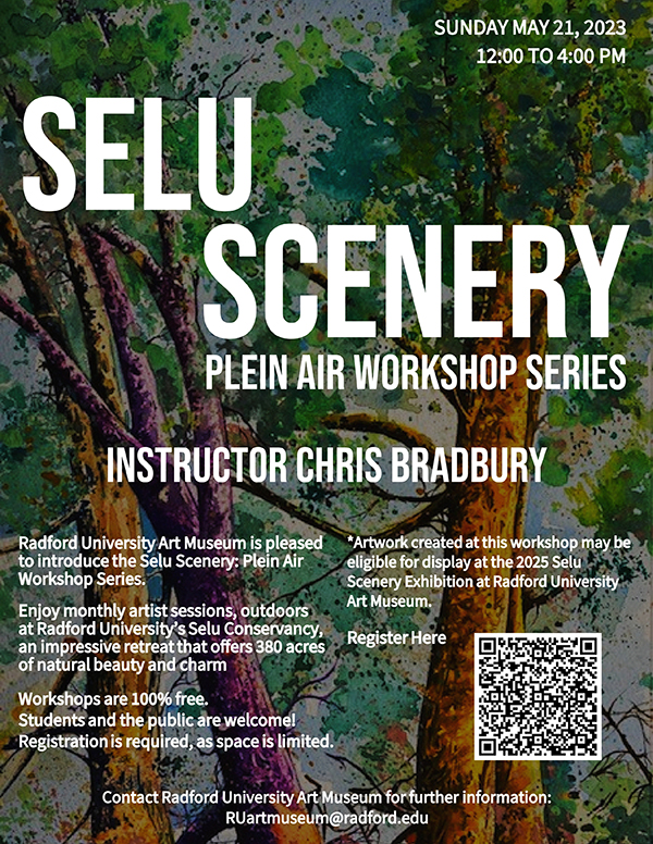 Join Chris Bradbury for a plein air painting workshop on Sunday, May 21 at Selu. The event is free but requires registration. Here is the link for the next Selu Scenery Workshop registration: ow.ly/4ovR50Oe9Rr