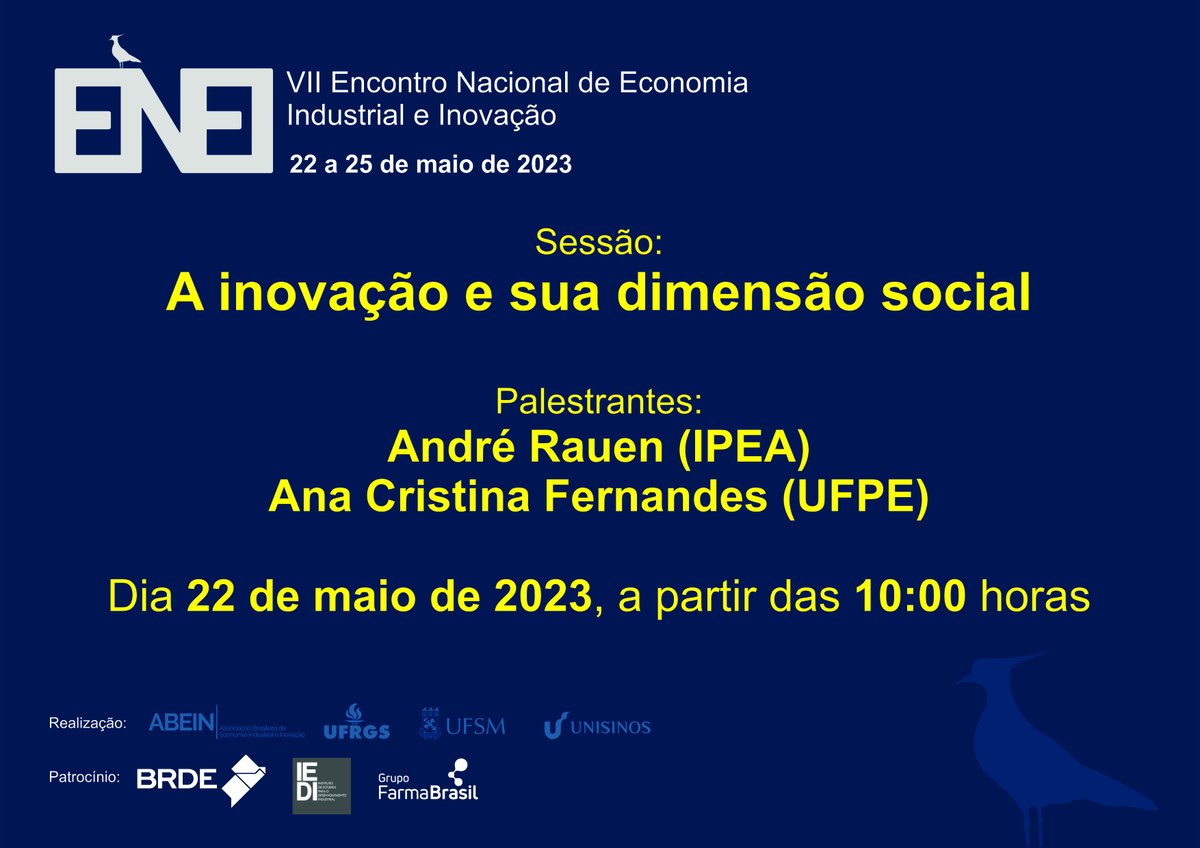 gritt_ufpe's tweet photo. @anacris_fer estará na sessão Sessão plenária 1, intitulada "A inovação e sua dimensão social", como parte da programação do VII Encontro Nacional de Economia Industrial e Inovação (ENEI). #economia #inovacao https://t.co/14c0yTuJpU