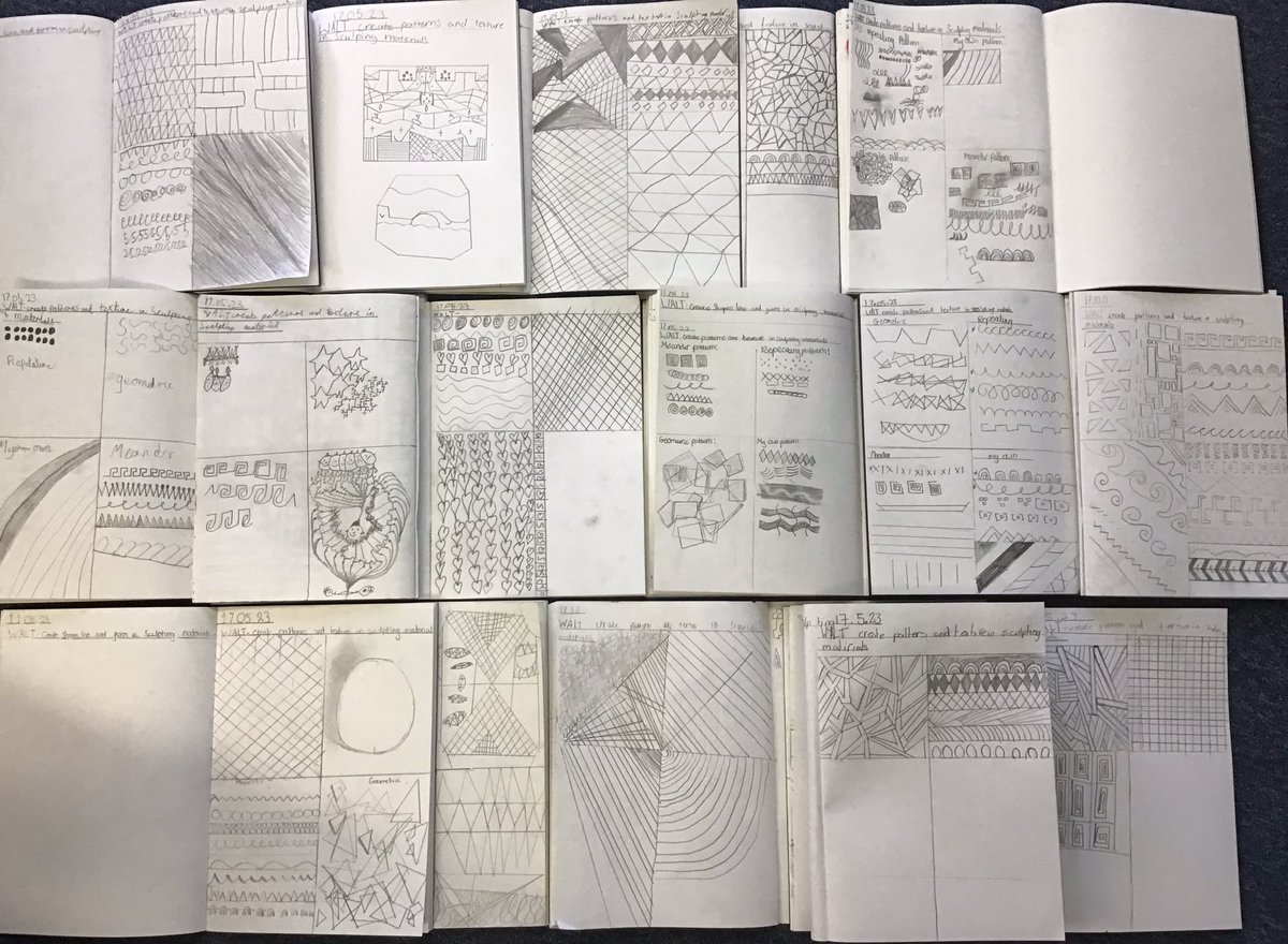 5W have been exploring repeating, geometric and meandering patterns for art. We will use these to help us design our own Mayan-style architecture. 
ASK ME what each type of pattern is.